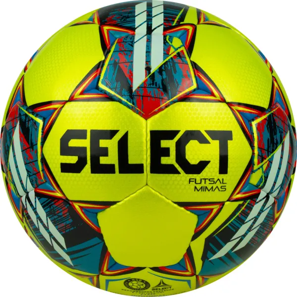 Мяч футзал. SELECT Futsal Mimas, 1053460550, р.4,FIFA Basic, 32 пан, гл.ПУ, руч.сш, жел-сине-красный за 6&nbsp;303.60 ₽ в Саранске