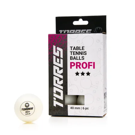 Мяч для наст. тенниса TORRES Profi 3*, TT23012, диам. 40+мм, упак. 6 шт, белый за 338.30 ₽ купить в Саранске