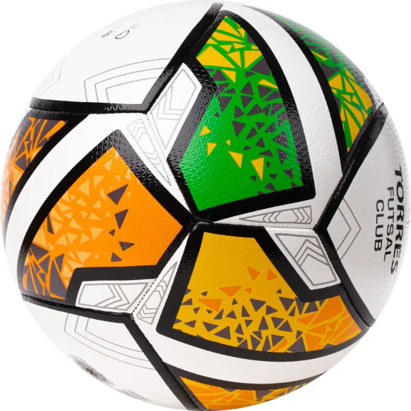 Мяч футзал. TORRES Futsal Club, FS323764, р.4, 10 пан. ПУ, 4 под. сл, гибрид. сш. бело-зел-оранж за 2&nbsp;264.40 ₽ в Саранске