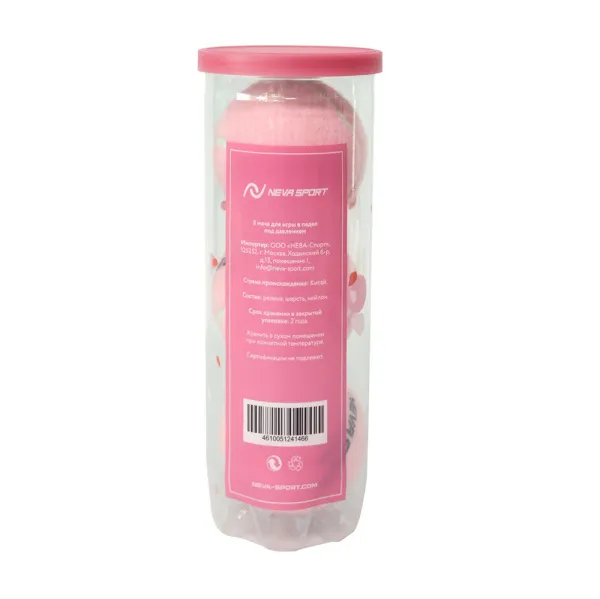 Мяч для падела NS Sakura, UAA2, уп.3 шт, сукно, нат.резина, розовый за 824.50 ₽ в Саранске