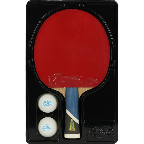 Ракетка для н/т DOUBLE FISH 5A+C, для продвин, ITTF Appr, накл. 2,1 мм, конич. ручка+ 2 мяча V40+мм за 2&nbsp;779.50 ₽ в Саранске