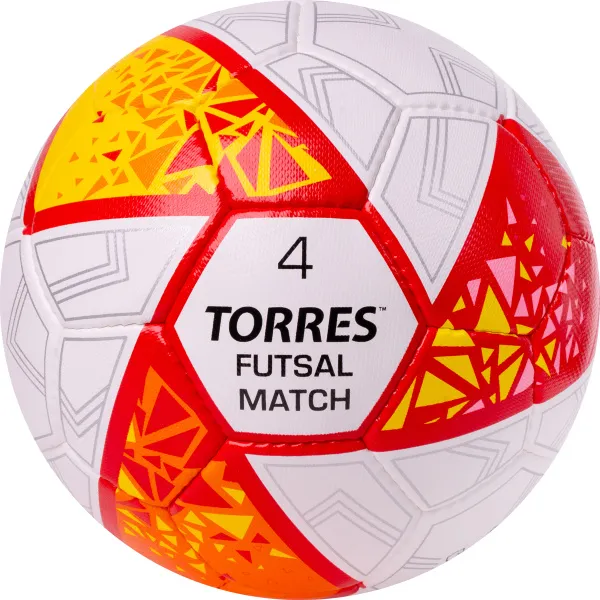 Мяч футзал. TORRES Futsal Match, FS323774, р.4, 32 панели. ПУ,4 подкл.слоя,ручн.сш,бело-крас-жёлт за 2&nbsp;454.80 ₽ в Саранске