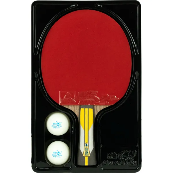 Ракетка для н/т DOUBLE FISH 6A+C, для подвин.,ITTF Appr.,накл. 2,1 мм, конич. ручка+ 2 мяча V40+мм за 3&nbsp;442.50 ₽ в Саранске