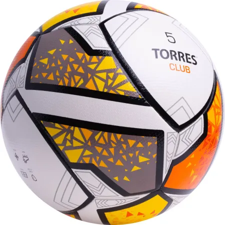 Мяч футб. TORRES Club, F323965, р.5, 10 пан., ПУ, гибрид. сшив, бел-оранж-желт за 2&nbsp;225.30 ₽ купить в Саранске