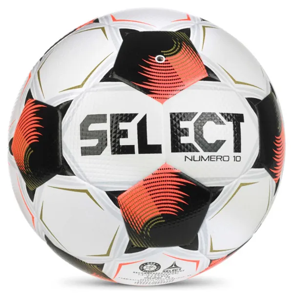 Мяч футб. SELECT Numero 10 V26, 0574071002, р.4, FIFA Basic, 32п, ПУ, гибр.сш, бело-черно-оранжевый за 8&nbsp;404.80 ₽ в Саранске